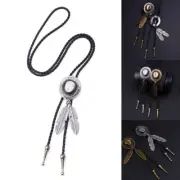 Braided Shoestring Cowboy Hats Bolo Tie Feather Charm Cowboy Necktie Necklace