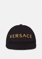NWT VERSACE LOGO KIDS BASEBALL CAP BLACK/GOLD HAT CASUAL BOYS/GIRL UNISEX MEDIUM