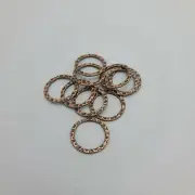 Connector Link Flat Round Hammered Antiqued Copper Double Sided- 10pcs.