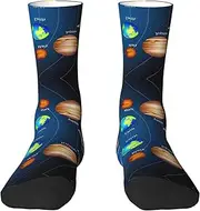 [EdWal] Soft Outer Space Solar System print Moisture Wicking Socks Sports Socks for Men and Women Warm thermal Boot Hiking Socks