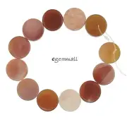 12 Natural Pink Cashmere Agate Flat Round Coin Beads 15mm 7.2" #54112