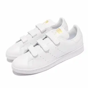 【adidas 愛迪達】休閒鞋 Stan Smith 經典 男女鞋 愛迪達 魔鬼氈 老人頭 白 金 平輸品 海外限定(FX5508)