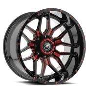 20x9 XF Off-Road XF-222 Gloss Black & Red Milled Wheel 5x5.5/5x150 (12mm)