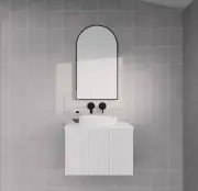 600-1500mm Vienna Matt White Fluted Wall Hung Vanity - Bathroom Cabinet StoneTop