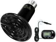 Ceramic Heat Lamp Reptile Heat Emitter Heater Lamp Bulb No Light with Thermomete