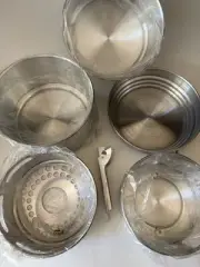 NOS Vintage Stansales Trav-Ler Aluminum 6 pc Nesting Cookset Camping Equipment