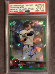 2018 Bowman Chrome Conner Capel Green Atomic Prospect Auto PSA/DNA 9/10 POP 1