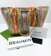 Brahmin Medium Asher Saltwater Taffy Melbourne Leather Satchel Tote Croc NWT