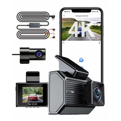 Dual Dash Cam, Real 4K+1080P Front and Rear Dash Camera Built-in WiFi & GPS,2...