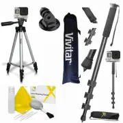 Pro 72" MONOPOD + 50" VIVITAR TRIPOD + FOR GOPRO HERO4 SILVER & BLACK