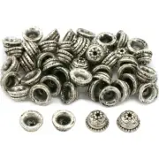 Bali End Bead Caps Antique Silver Plated Approx 50