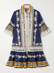 [La DoubleJ] La DoubleJ - Choux Printed Cotton-poplin Mini Shirt Dress - Blue - x small x small Blue
