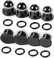 [LADEMAYH] 18g-00g Stainless Steel Ear Stretching Kit with 0.5mm Increments, Comfy Short Ear Tapers with Rubber Rings, Easy & Safe Dead Stretching Plugs Body Piercing Jewelry Set for Women and Men