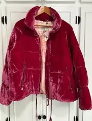 Odd Molly/Sundance Velvet Puffer Jacket NWT Fuschia Pink M/L
