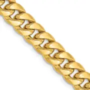14K Yellow Gold 24 Inch 6.75mm Semi-Solid Miami Cuban With Lobster Clasp Chain
