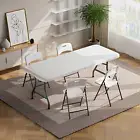 Folding Table, Picnic Table, Portable 6 Foot Table, Fold-In-Half Table, Plastic