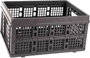 Ｂｅｓｇａ Folded Storage Box Camping Storage Crate Large Utility Crate Portable Collapsible Storage Basket for Car Trunk, Backpacking, Gray Black