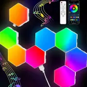Morakot Hexagon Lights (8 Pack) LED Wall Panels RGB Gaming Lights with APP Smart Modular Panel Hex Tiles Push Glide Expansion Shapes Lights