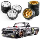 1/10 RC Drift Car Wheel Rim+ Hub +Tire Tyres Kit for Tamiya HPI KYOSHO TT02 XV01
