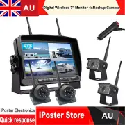 Digital Wireless 7" Quad DVR Monitor 4x Side/Rear view Backup Camera For Caravan