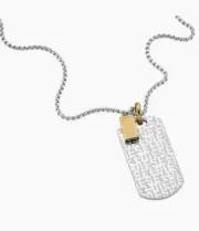 New Diesel Font Two-Tone Stainless Steel Dog Tag Necklace NIB NEW