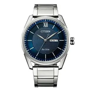 【金台鐘錶】CITIZEN星辰 (藍面) 光動能時尚簡約風 防水100米 42mm 鋼帶 (男錶) AW0081-89L