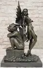 Mythical Dreams: Art Deco Hot Cast Bronze Fairy and Gargoyle Sculpture by Vitale