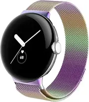 [Wongeto] Compatible with Google Pixel Watch Bands Women Men, Stainless Steel Mesh Magnetic Band Adjustable Wristband Replacement Strap for Google Pixel Band 2022