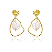 Culturesse Celestia Artisan Pearls 24K Gold Plating Earrings For Pierced Ears