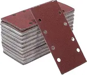 X AUTOHAUX 100 Pcs Sanding Discs Wet Dry Waterproof Hook & Loop Sandpaper for Woodworking, Automotive Refinishing 7.28"x3.66" 8 Hole 100 Grit Red Aluminum Oxide