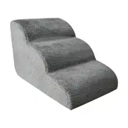 Dog Stairs Non-Slip Pet Ramp Stairs Dog Ramp for Bed Pet Dog Steps 3 Tiers Training Stairs grey