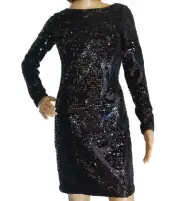 NWT Aidan Mattox Black Sequin Short Bodycon Cocktail Dress Sz 4US/CAN 36EU 8UK