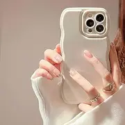 FABSPARK Phone Case for iPhone 15 Pro Max Case,Simple Wave Design Wavy Frame Soft Silicone Aesthetic for iPhone 15 Pro Max,Beige