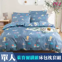 在飛比找PChome24h購物優惠-Artis -天絲 單人床包枕套組 - 台灣製-恐龍夢工廠