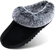 [LORDFON] Womens Slippers with Memory Foam,Winter House Slippers for Women with Warm Faux Fur Collar,Cozy Slip-on Bedroom Indoor Shoes