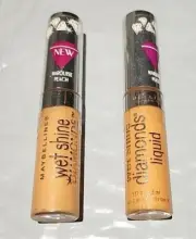 2 PIECE LOT MAYBELLINE # 10 MARQUISE PEACH, WET SHINE DIAMONDS. FAST FREE SHIP