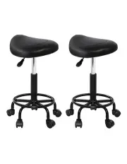[Artiss] Salon Stool Saddle x2 in Black