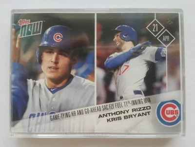 2017 Topps Now #69 Anthony Rizzo & Kris Bryant HR & Sac Fly lead to Cubs win SP