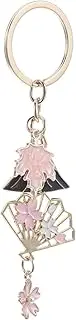 [VALICLUD] Elegant Pink Flower Charm Keyring Maple Leaf Cherry Blossom and Mount Fuji Zinc Alloy Keychain Practical Accessory for Keys Bags and