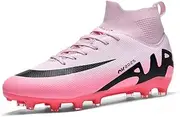 [BibHoly] Men's Football Boots, Professional Football Shoes, Outdoor Football Training, High Top Football Boots, Breathable Trainers, e03 Pink, 40 EU