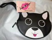 LUV Betsey Johnson Cat Wristlet Coin Black & White Zipper Pouch NWT $38