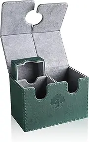 UAONO Card Deck Box for MTG Commander Deck, Double Deck Box With Dice Tray Holds 200+ Sleeved Trading Cards, Card Case Storage Box for Magic The Gathering Sports Cards (Green)