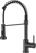 FORIOUS WELS Kitchen Tap Spring with Pull Down Sprayer, High Arc Swivel 360°, Single Handle Lever 2 Spray Modes, Suitable for Bar and Commercial Kitchen, Matte Black