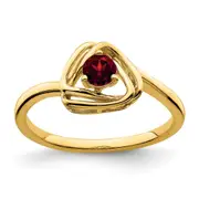 Solid 14k Yellow Gold Simulated Garnet Triangle Ring
