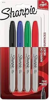 Sharpie 30174PP Permanent Markers, Fine Point, Assorted Colours, 4 Count
