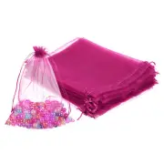 100 Pcs Rose Red Organza Bags 6 x 9 Inch Mesh Gift Bags with Drawstring for Gift
