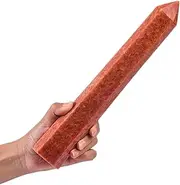 JIC Gem Large Sunstone Obelisk Tower Points Healing Crystal Wand 6 Faceted Quartz Crystals Tower Wand Home Decor Reiki Healing 1.7-2.2 Lbs