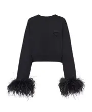 Prada Crewneck Cropped Sweatshirt black