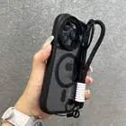 Fold Glass Lens Stand Magnetic Transparent Case For iPhone 16 15 14 13 12 11 Pro