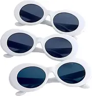 Kicko White Clout Glasses for High Fashion Accessory and Daily Wear - 3 Pack